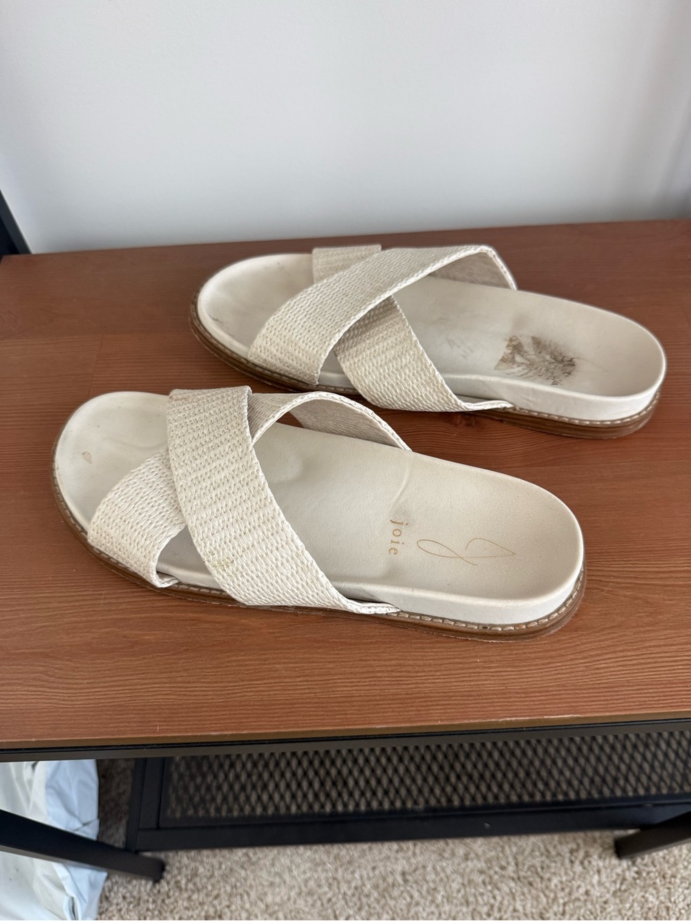 JOIE Slide Sandals - Cream - Size 7.5